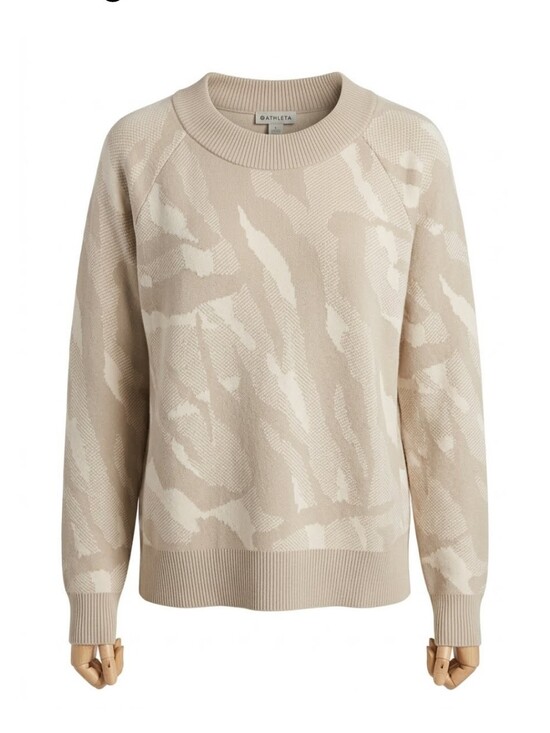 Athleta Sweaters - Athleta Jacquard Textured Crew Sweater Abstract Tan- Cream  Size XL.  Like New
